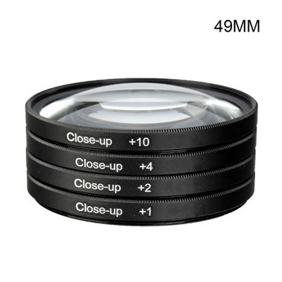 4kpl makrolähikuvasuodattimen lisävarustesarja +1,+2,+4,+10 linssisuodatinpussilla 49mm