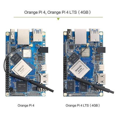 For Orange Pi 4 + kjøleribbe 4GB DDR4 16GB Emmc Rk3399 Wifi + bt5.0 Gigabit Ethernet Kjør Android Debian