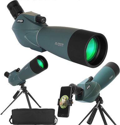 Spotting Scope 25-75X70 vedenpitävä kolmijalkaisella matkapuhelinsovittimella ja pussilla BAK4 monokulaarinen teleskooppi 45 asteen kulmassa olevat...