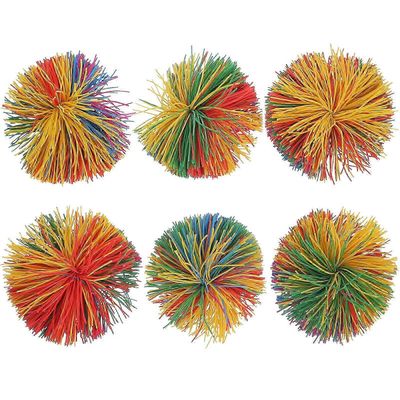 6kpl 6cm värikäs silikoni koosh pallo pomppiva pörröinen jongleerauspallo sensoriset fidgets stressin lievityslelu (satunnainen väri)