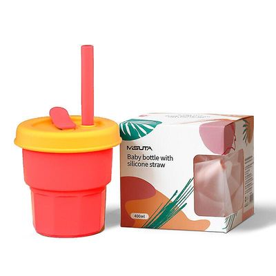 Gangxun Foldbar silikone kop sippy kop med halm, spild bevis og skridsikre håndtag, ingen Bpa, ubrydelig, Kids Bambus Cups - Kids Baby Cups med Sil...