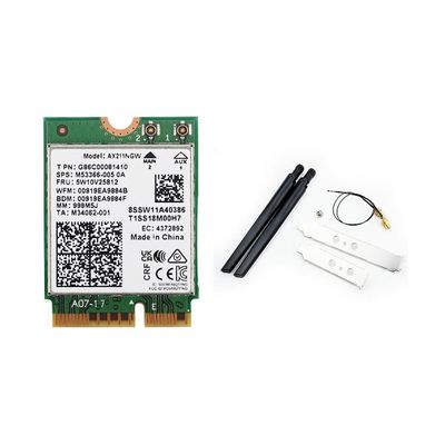 AX211NGW+Dobbel antenne WiFi 6E M.2-nøkkel E CNVio2 2,4 GHz / 5 GHz trådløst nettverkskort 802.11Ac Bluetooth grønn