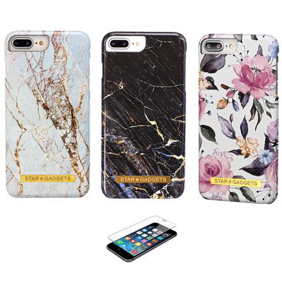 Stargadgets iPhone 6 Plus / 6s Plus - Kuori / Suoja / Kukat / Marmori Musta