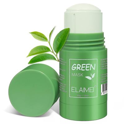 Woyaz Grøn temaskepind til ansigt, dybrensende mudder, grøn te rensende lerpindmaske til fjernelse af hudorme, anti-acne