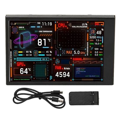 Tietokoneen lämpötilamonitori 3,5 tuuman IPS himmennettävä Dual USB C -teemaeditori Muokattava PC-suorittimen datamonitori GPU RAM -aikaa varten