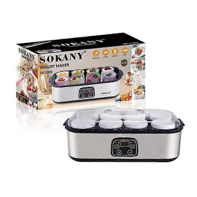Probioottinen jogurttikone, probioottinen jogurttikone säädettävällä lämpötilan ja ajan säädöllä, EU PLUG 8 lasista ruostumattomasta teräksestä val...
