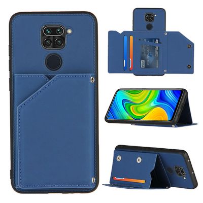 Gangxun Sag For Xiaomi Redmi Note 9 Vintage Cuir Cover Læderetui Kofanger - Bleu