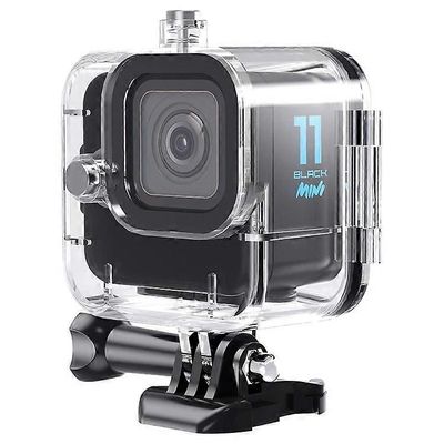 Yhteensopiva GoPro Hero 11 Mini vedenpitävä kotelo Kirkas muotoilu PC + karkaistu lasi + ruostumattomasta teräksestä valmistettu kotelokotelo Kamer...