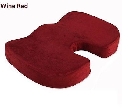 Memory Foam Ortopædisk pude Coccyx Kontorstol Sæde Smertelindrende pude U Ny Vin rød