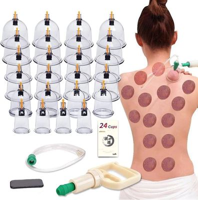 Tinor cupping terapi sett, 24 kopper cupping sett med pumpe vakuum sugekopper for kroppen cellulitt cupping massasje ryggsmerter