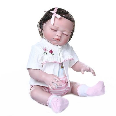 Genfødsel dukke 48cm sovende bebe dukke genfødt sød premie baby størrelse dukke hånd detaljeret maleri pinky look hele kroppen silikone cor sød gave