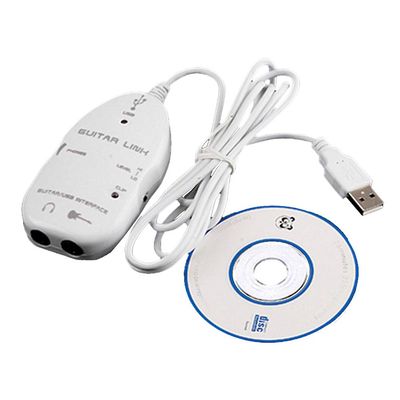 Ruili 6,3 mm stik til usb-guitar link kabeladapter guitar til pc Mac optagelse afspilning sort og hvid