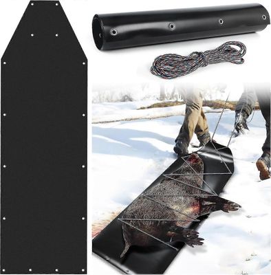 Peuranvetokelkka, kannettava pilkkikelkka köydellä, monikäyttöinen koiravaljakkoriistakelkka metsästykseen, polttopuut, pilkkiminen Musta