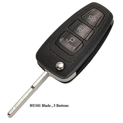 Flip Folding Remote Car Key Case Shell För Ford Focus Mondeo Fiesta 2013 3 Knappar Fob Auto Cover Med Hu101 Blade 3B HU101-blad