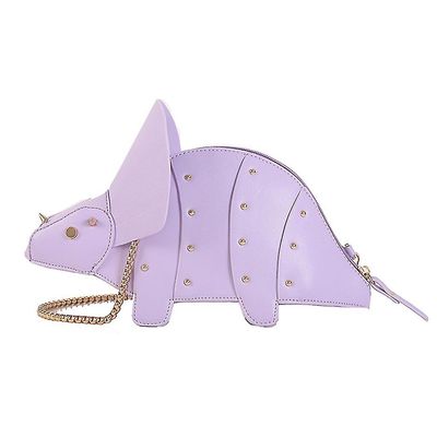 Tikuajgift Kvinner Mote Dinosaur Form Pu Leather Naglekjede Crossbody Skulderveske Girl Lilla