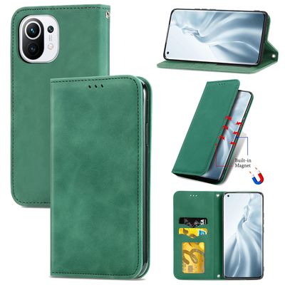 Gangxun Sag For Xiaomi Mi 11 Magnetisk Lukning Læder Tegnebog Cover Housse Etui Shockproof - Grøn