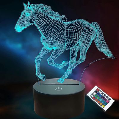 Hevosyön valot, 3d Horse Illusion -lamppu 16 värillä Kaukosäädin/himmennys/ajastintoiminto, Syntymäpäivälahjat naisille Lapsi Poikavauva tyttö