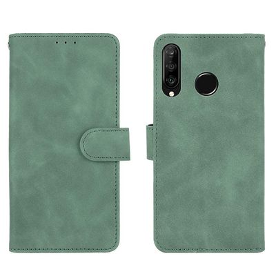 Etui til Huawei P30 Lite Cover Premium læder med kortholder Flip Folio magnetisk etui etui - sort Grøn