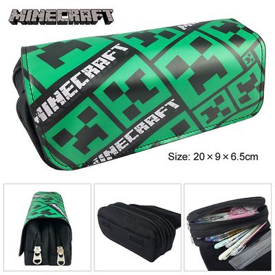 Minecraftin suurikapasiteettinen kynäkotelo kaksikerroksinen vetoketjullinen kynä paperitavarapussilaukku A