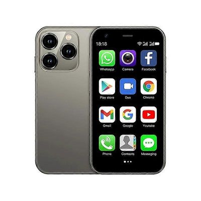 Rainbuvvy SOYES XS15 mini android8.1 älypuhelin 3.0 tuuman näyttö 2GB RAM 16GB ROM dual SIM valmiustila Play Store 3G pieni puhelin harmaa