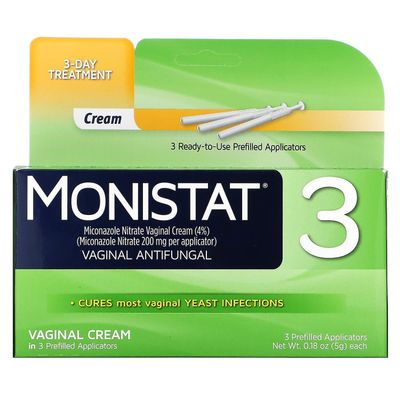 Monistat, 3-dagers behandlingskrem, 3 ferdigfylte applikatorer, 0,18 oz (5 g) hver