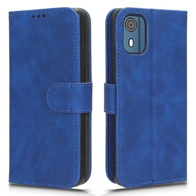Nokia C02 Skin-touch PU nahkakotelo lompakkotelineen suojaava puhelimen suojus Sininen