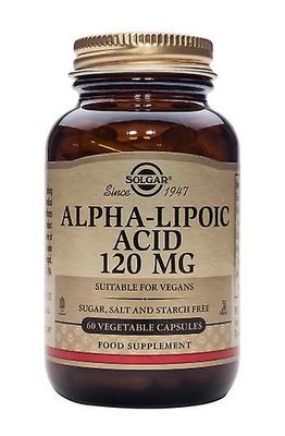 Solgar Alpha Lipoic Acid 120 mg vihannesten kapselia, 60