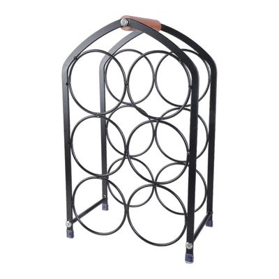 Tilaa säästävä koristeellinen lintuhäkkiviiniteline sisältää 6 pulloa pöytänäytölle vapaasti seisova viinin säilytysteline musta