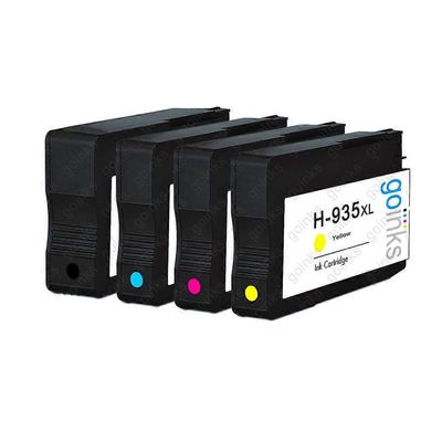 Go Inks 1 kompatibelt sæt med printerblækpatroner på 4 HK 934 og 935 (HP 934XL og 935XL) Sort/Cyan/Magenta
