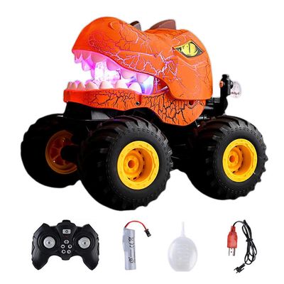 2.4GHz kaukosäädin dinosaurus auto lelu valaistus ruiskutus dino kuorma-auto 360 astetta pyörivä RC temppu auto telaketju ajoneuvo pikkulapset poja...