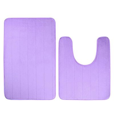 2pcs/set Skridsikker Hukommelse Skum Bad Tæppe + Vaskbar Toilet Mat Sæt Vand absorption til Home Lilla