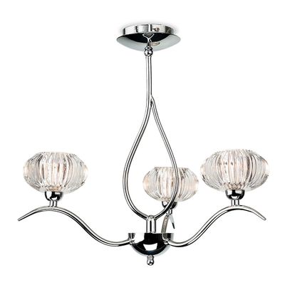 Firstlight Lighting Lissabon 3 Light Semi Flush Multi Arm Loft Light Chrome, Klart dekorativt glas, G9