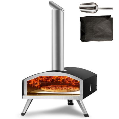 Vevor Utendørs pizzaovn, 12-tommers, trepellet og kullfyrt pizzamaker, bærbar utenfor pizzagrill med pizzastein, bakgårdscamping