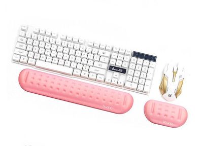 Yunshu Hukommelse Skum Sæt Tastatur Håndled Hvile Pad Mus Håndledspude Pink