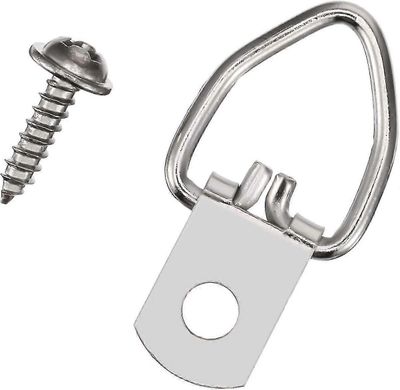 100 pakkausta raskaita D-rengaskoukkuja ruuveilla kellojen, maalausten, kuvakehysten, ristipistojen ripustamiseen