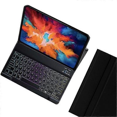 Yhteensopiva Lenovo Tab P11 TB-J606F / L 2 in 1 Bluetooth-näppäimistön kanssa Tabletti Nahkakotelo Teline taustavalolla Musta