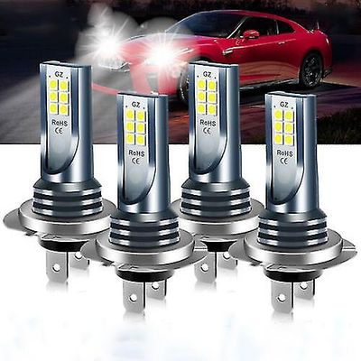 4x H7 LED frontlys pære kit High Low Beam 220w 60000lm Super Bright 6000k hvit