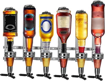 Trintion 6 pullon optiikka kotibaariin seinälle asennettava 6 x 30ml Bar Butler -juomateline väkeville alkoholijuomille Alumiiniseoksesta valmistet...