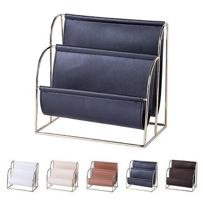 Metallinen PU-nahkainen aikakauslehtiteline, sanomalehtipidike, metallinen aikakauslehtiteline aikakauslehdille, sanomalehdille tai M