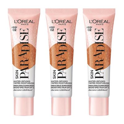 3 x L'Oreal Paris Skin Paradise Tonet vann Fuktighetskrem Spf 20 30ml - 02 Dyp 03 Dyp