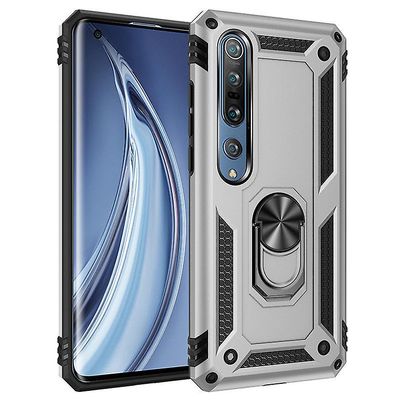 Shockproof rustning sag for xiaomi 9 med kickstand all inclusive dække sølv rpc3135