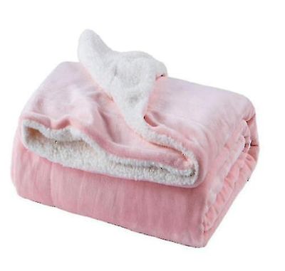 Handuo Lam Uldne Tæppe Dobbeltsidet Velvet Bed Blanket Microfiber Fluffy tæppe til seng eller sofa Pink 127*152cm
