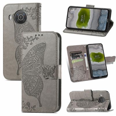 Gangxun Kompatibel med Nokia X20/x10 Case Flip Cover Emboss Butterfly Soft Tpu Stødsikker Shell Slim - Grå