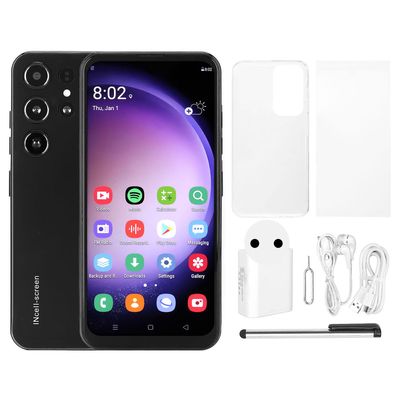Ultralett S23 svart smarttelefon med ansiktsopplåsing - 4G / 5G WIFI for arbeid, studier og underholdning (EU-plugg)
