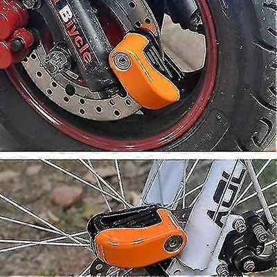 Moottoripyörän hälytyslevyn lukko, varkaudenestolevyjarrulukko - tappi moottoripyörän riippulukko + 2 avainta (1kpl-oranssi lukko)