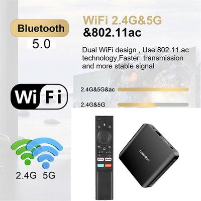 TV98 ATV Plus älykäs TV-laatikko Android 14 Allwinner H313 2.4G / 5G Dual WiFi BT 8K HD Media Player Set Top Box EU-pistoke 2G + 16G musta
