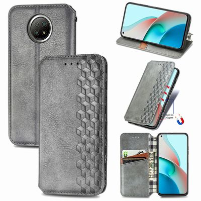 Kompatibel med Xiaomi Redmi Note 9t Flip Case Etui Vintage Wallet Flip Cover med magnetisk lukning Coque - Blå grå