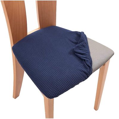 Jying 1-6pcs Stretch Jacquard chair seat covers, aftagelig stol sædepude Mørkeblå 1 Pc