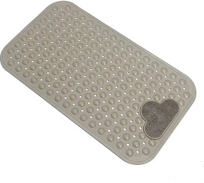 Skridsikre badekarmåtter med sugekopper bademåtte til badeværelse, maskinvaskbar, 28" X 16" (Khaki)