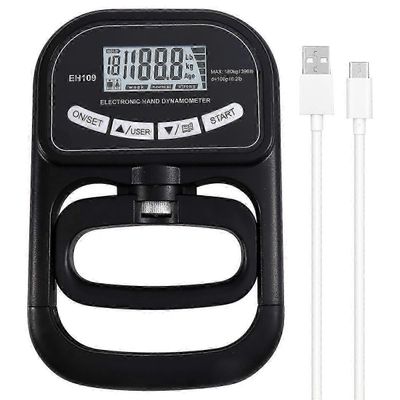 Elektroninen käsidynamometri Grip Strength Trainer - 265 lbs / 120 kg testeri ja vahvisin Musta